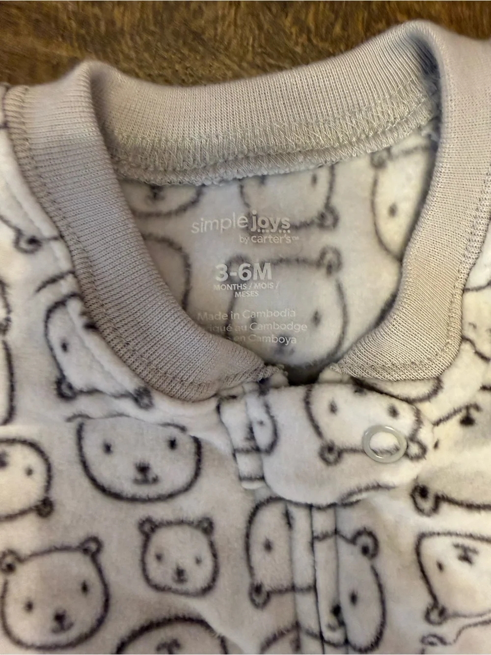 Cozy Bear Print Baby Sleep Sack - Cream